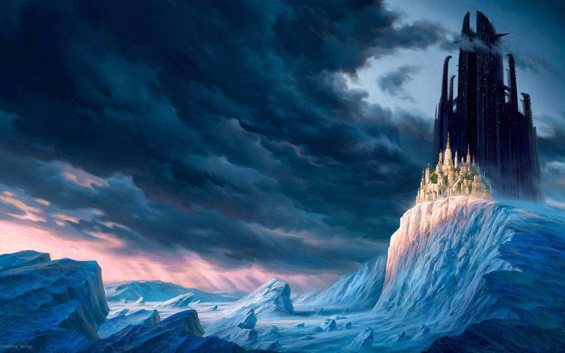 Sci-fi Frozen Castles Background