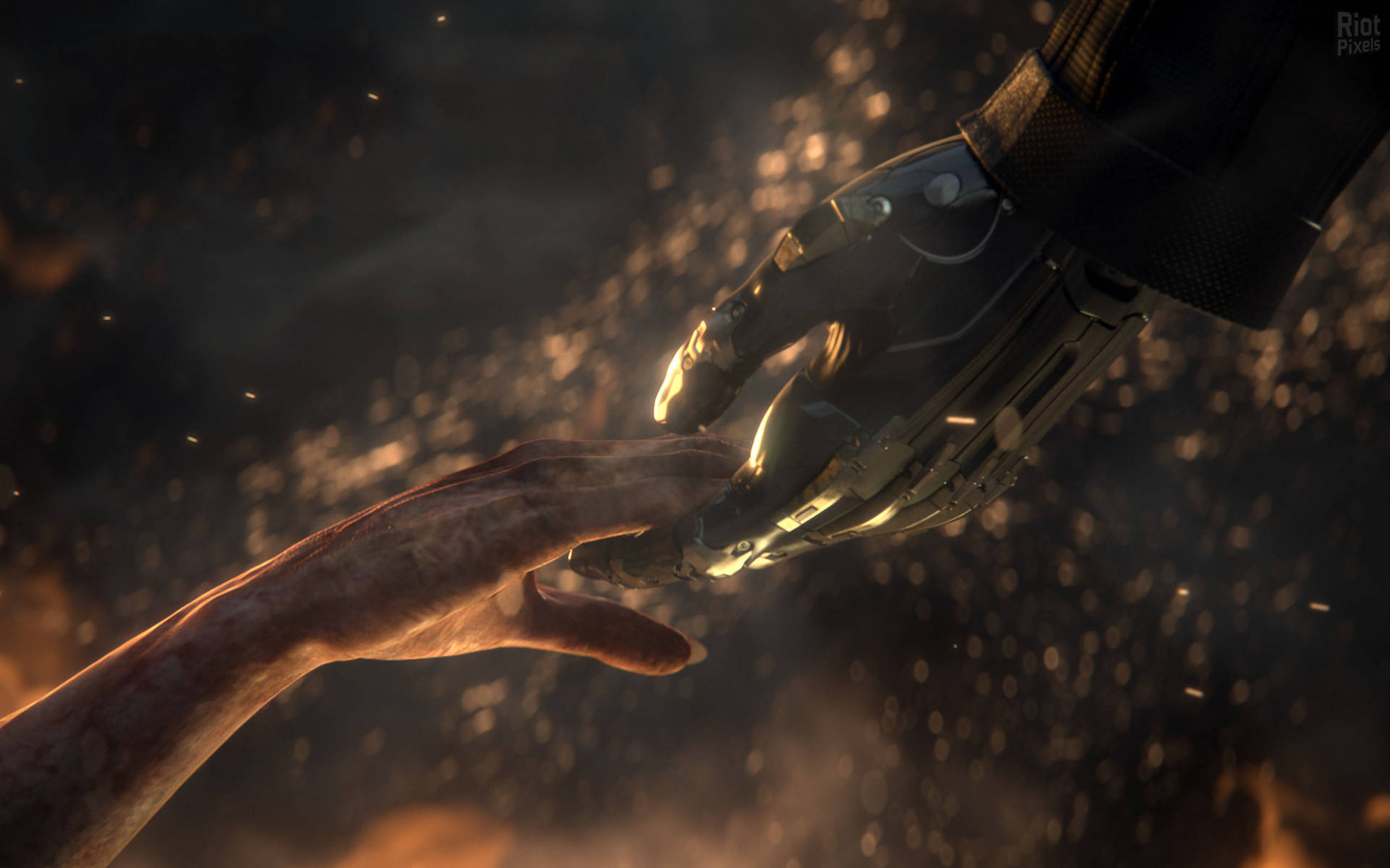 Sci-fi Warrior In Deus Ex Game Background