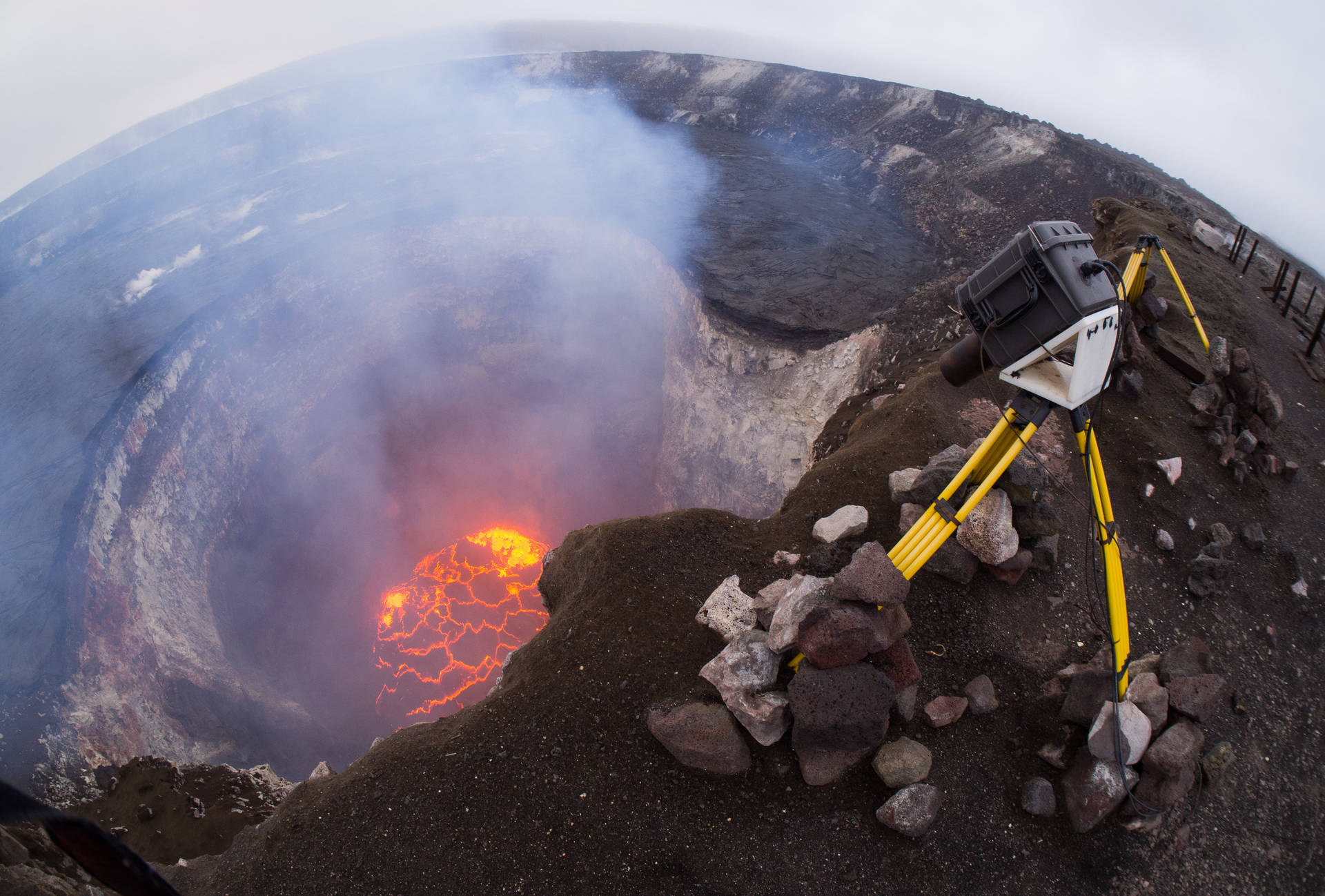 Scientific Tool Near Kilauea Volcano Background