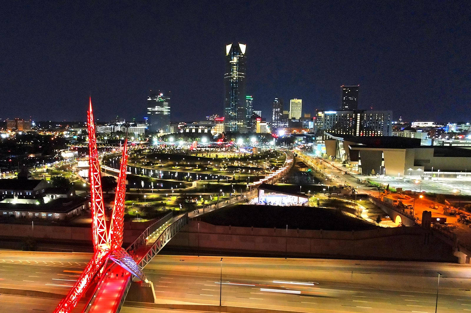 Scissortail Bridge Oklahoma City At Night