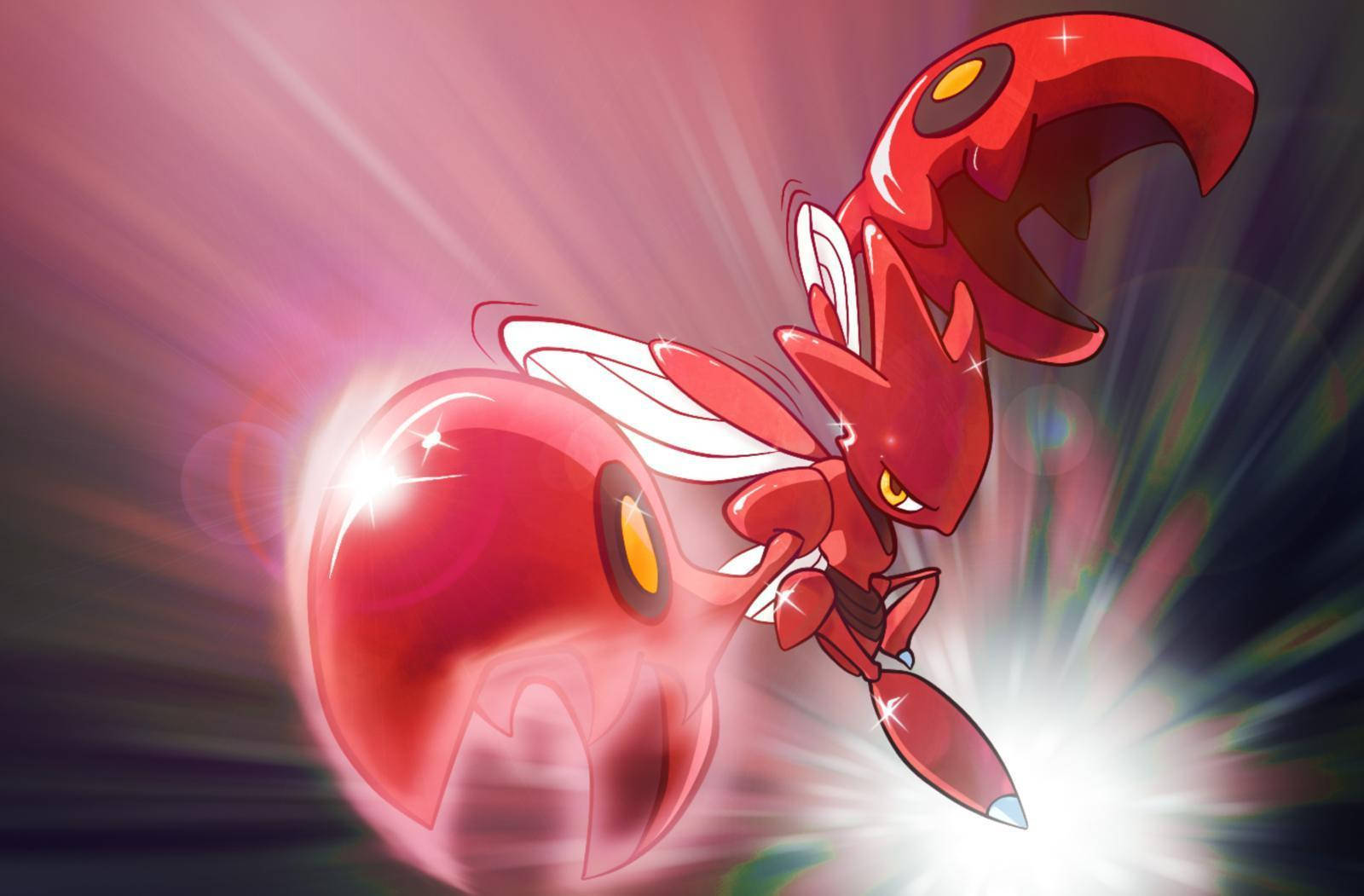 Scizor In Red Background