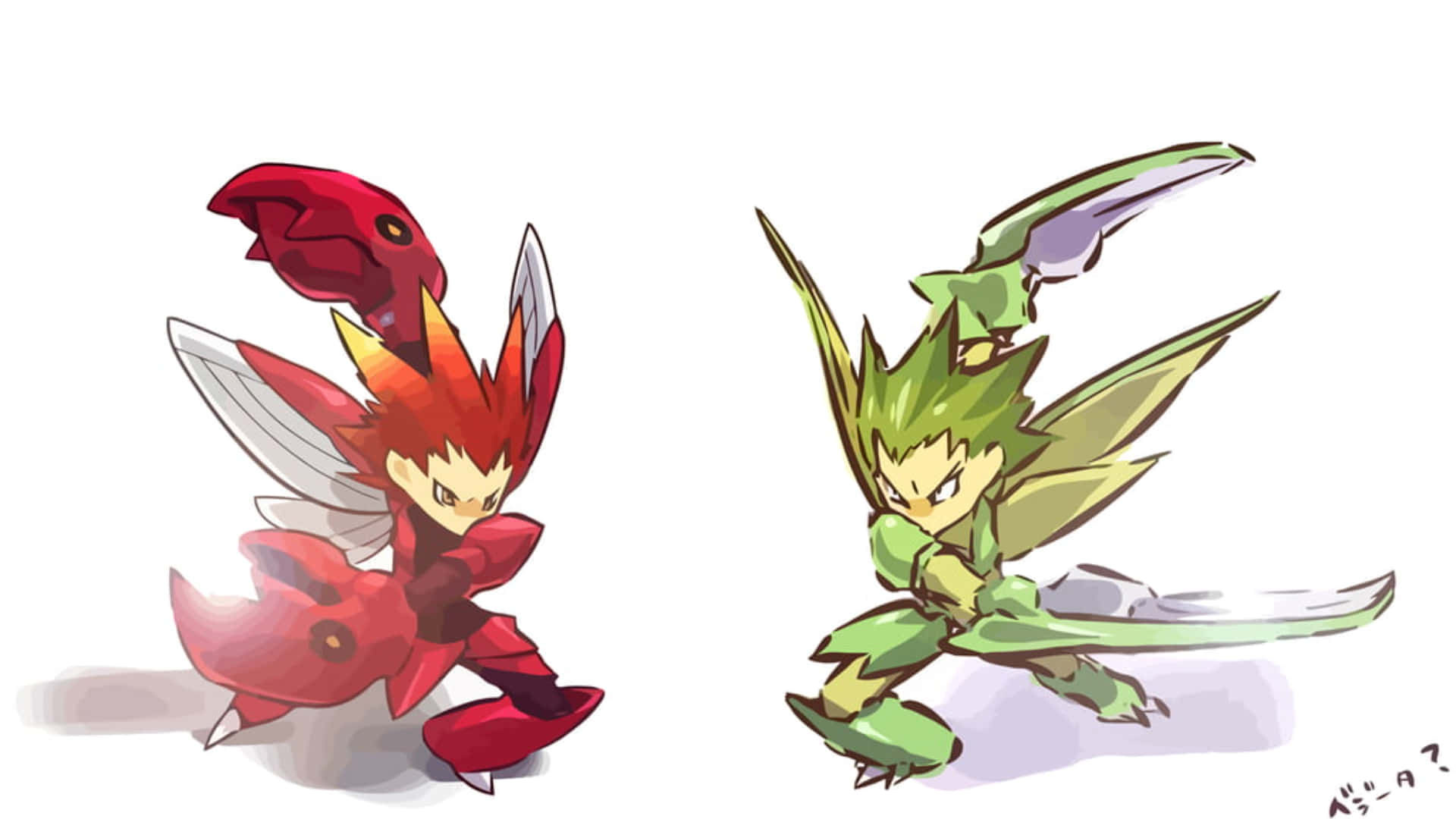 Scizor Scyther Facing Each Other Background