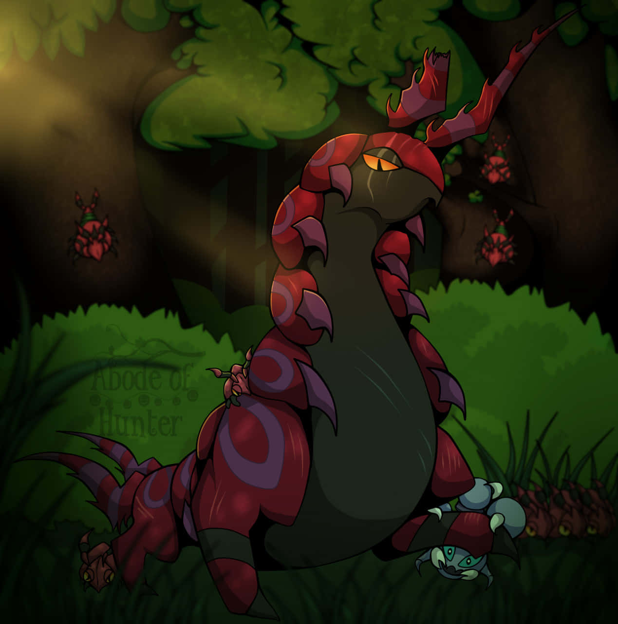 Scolipede Chilling In The Woods Background