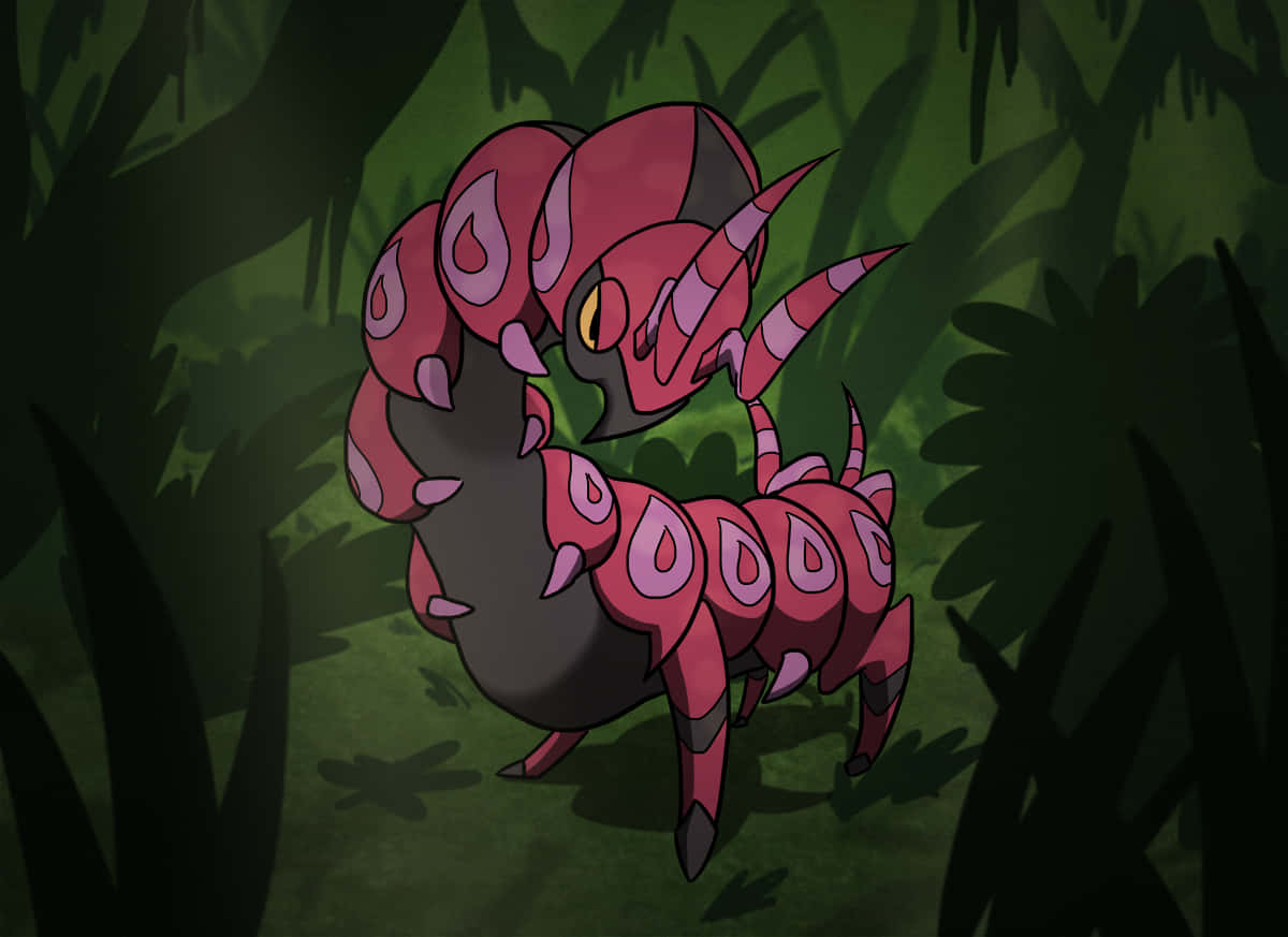 Scolipede In The Forest Green Aesthetic Background