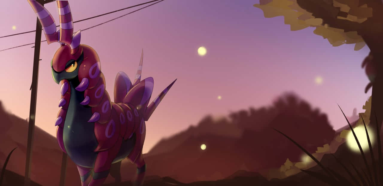 Scolipede Walking Beneath The Pink Afternoon Sky