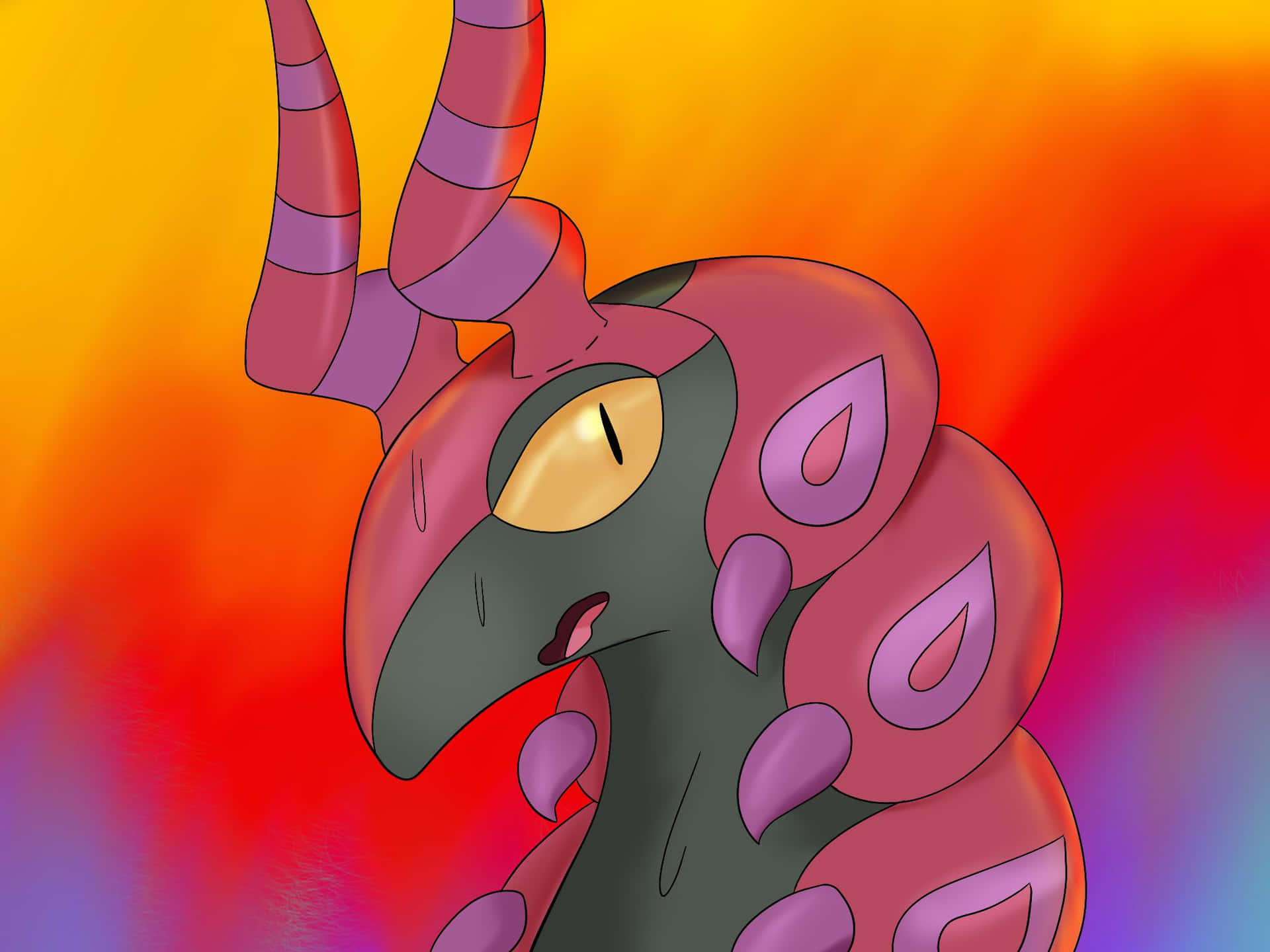 Scolipede With Colorful Backdrop Background