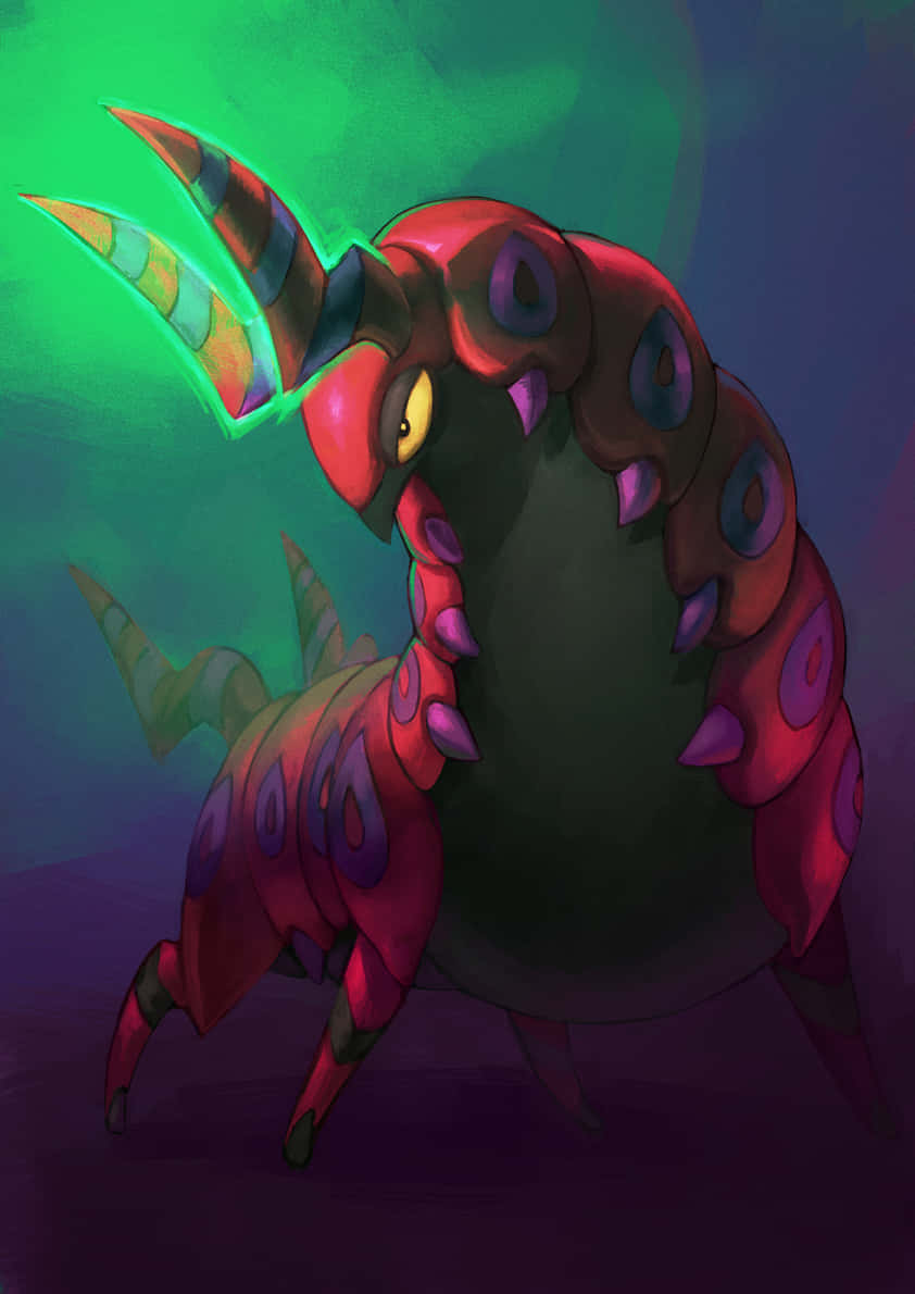 Scolipede With Green Backdrop Phone Background
