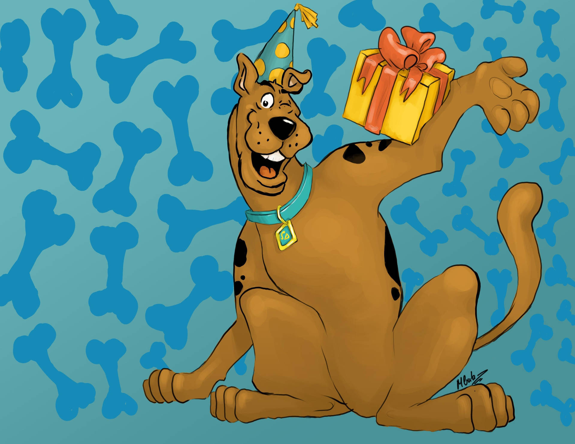 Scooby Doo With A Gift Background