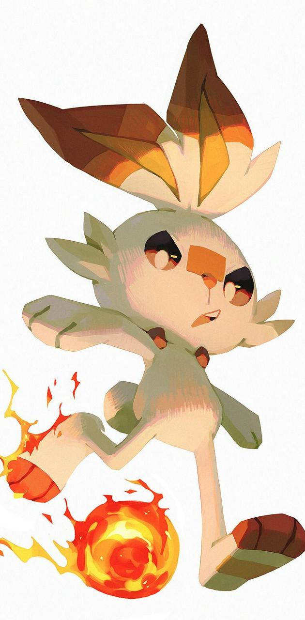 Scorbunny Flaming Ball Kick Background