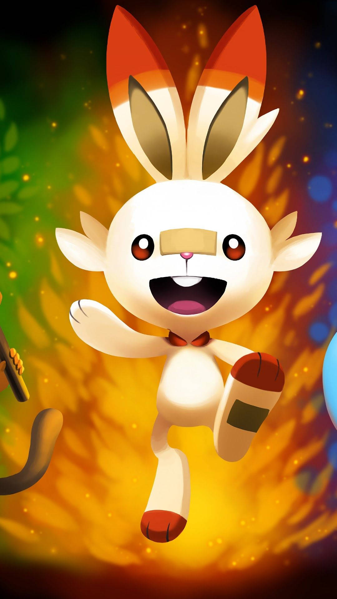 Scorbunny On Fire Background