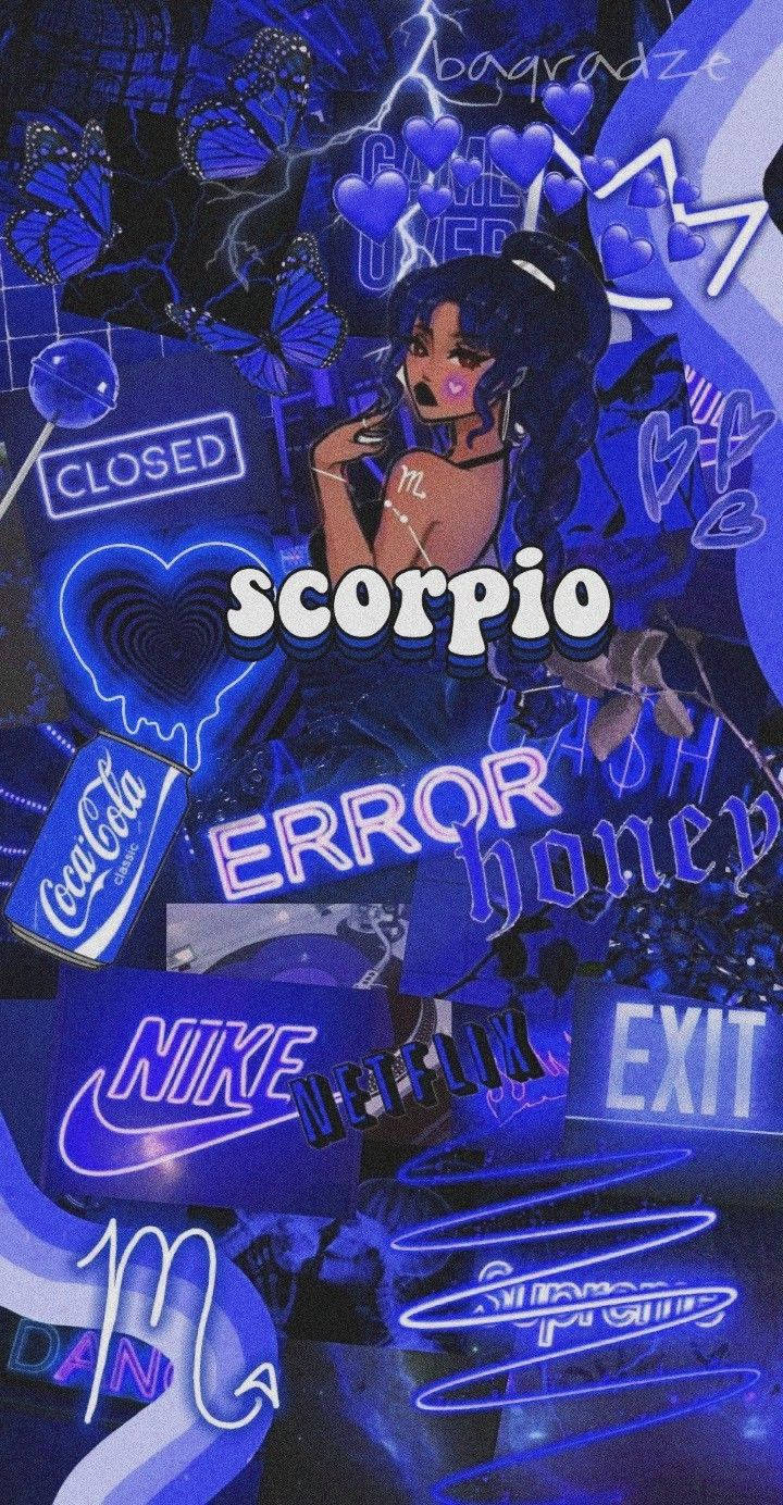 Scorpio Blue Collage Aesthetic Background