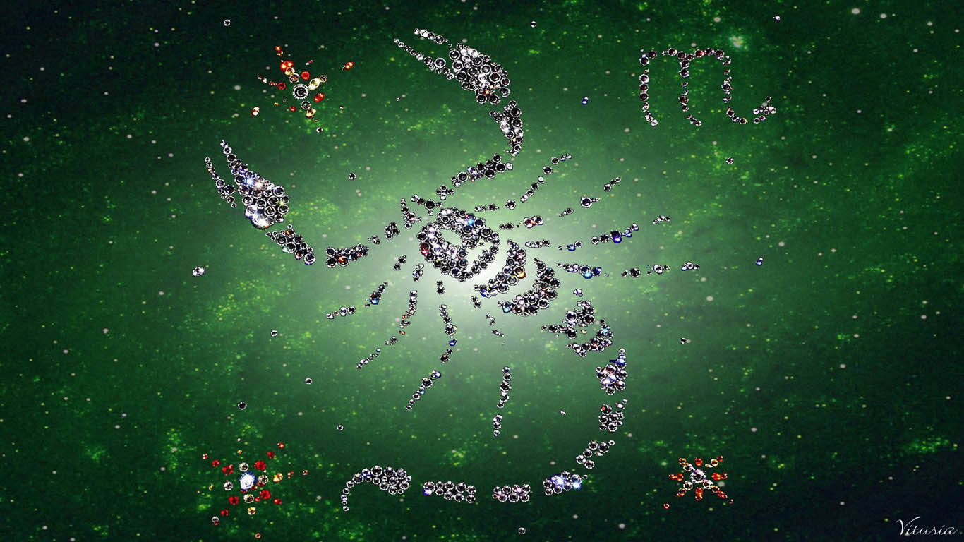 Scorpio Gems Green Background