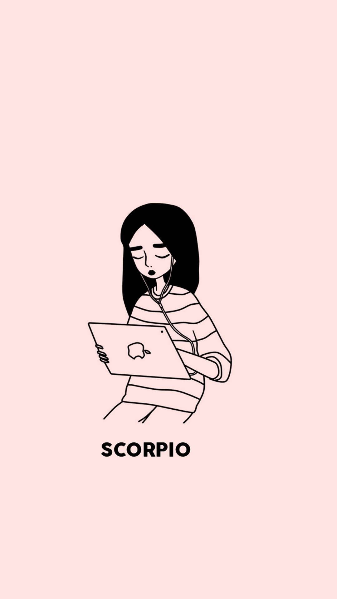 Scorpio Girl Using Ipad Background