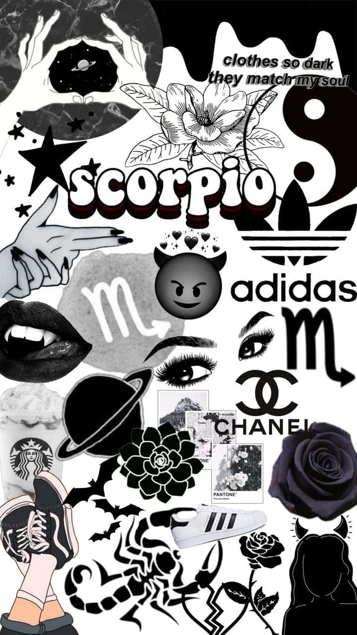 Scorpio Iphone Aesthetic Black And White Collage Background