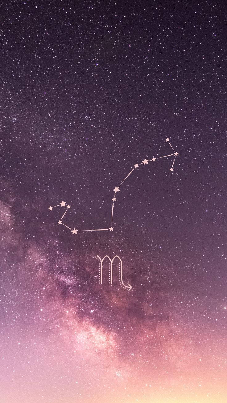 Scorpio Stars Sign Pink Galaxy Background