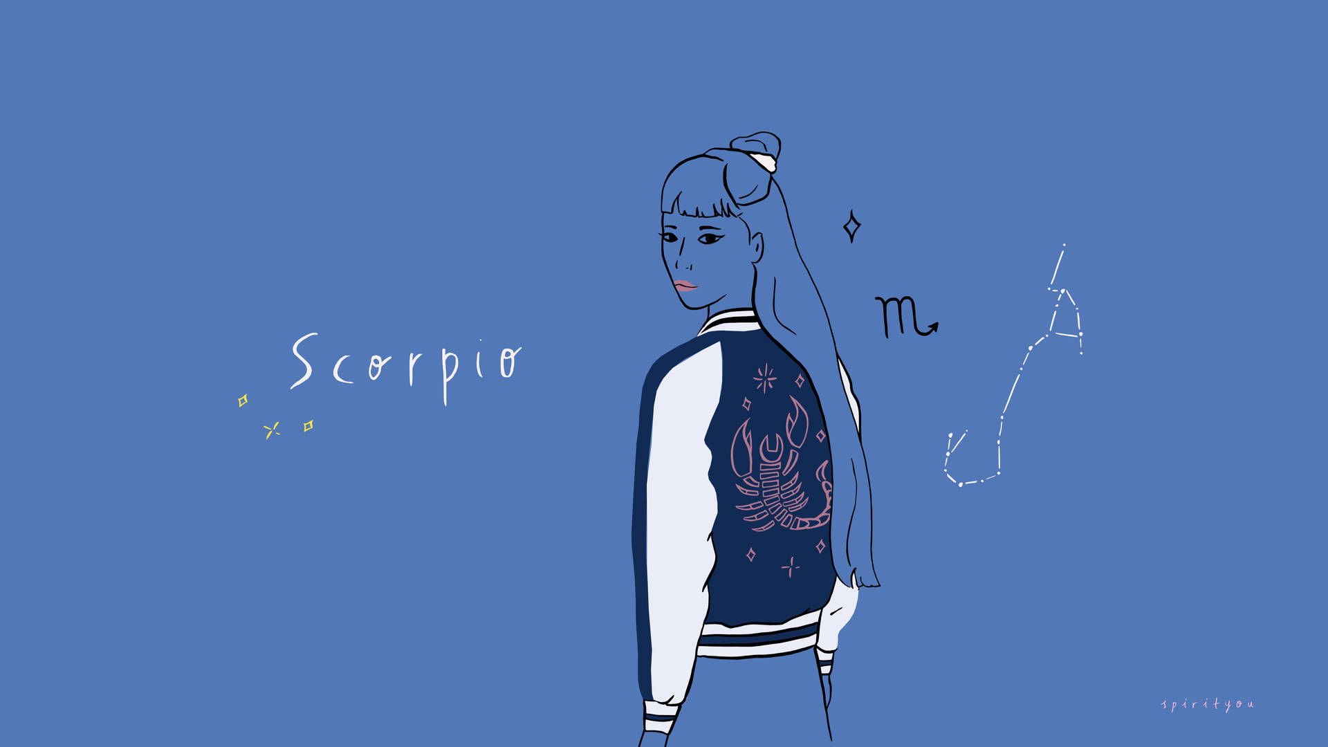 Scorpio Woman Cute Line Art Background