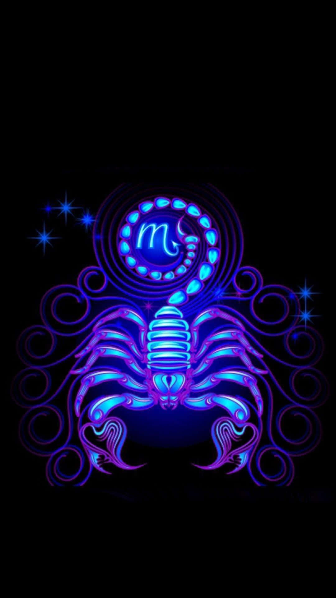 Scorpio Zodiac Neon Glow Iphone Background