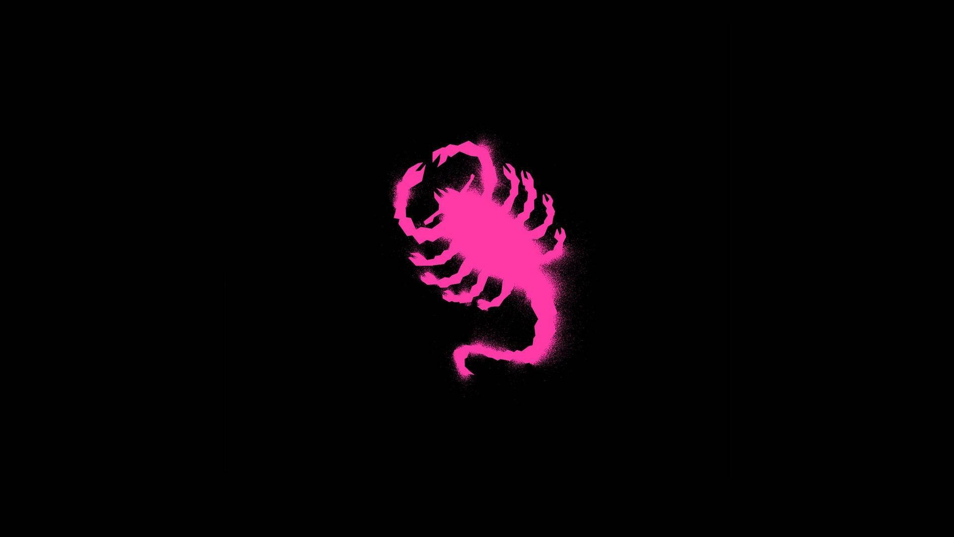 Scorpion Pink Aesthetic On Black Background