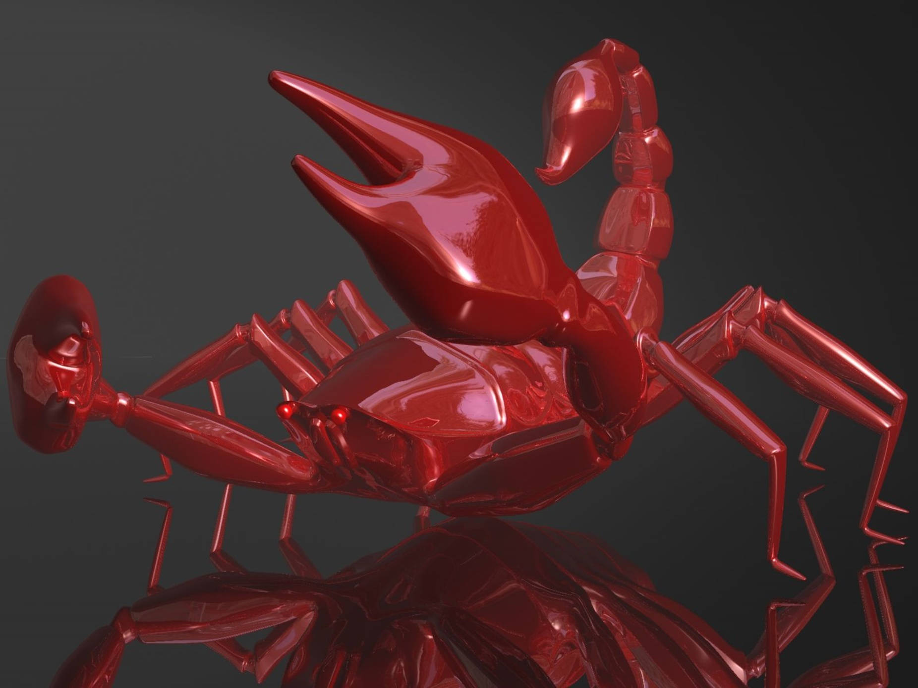 Scorpion Red 3d Render On Black Background