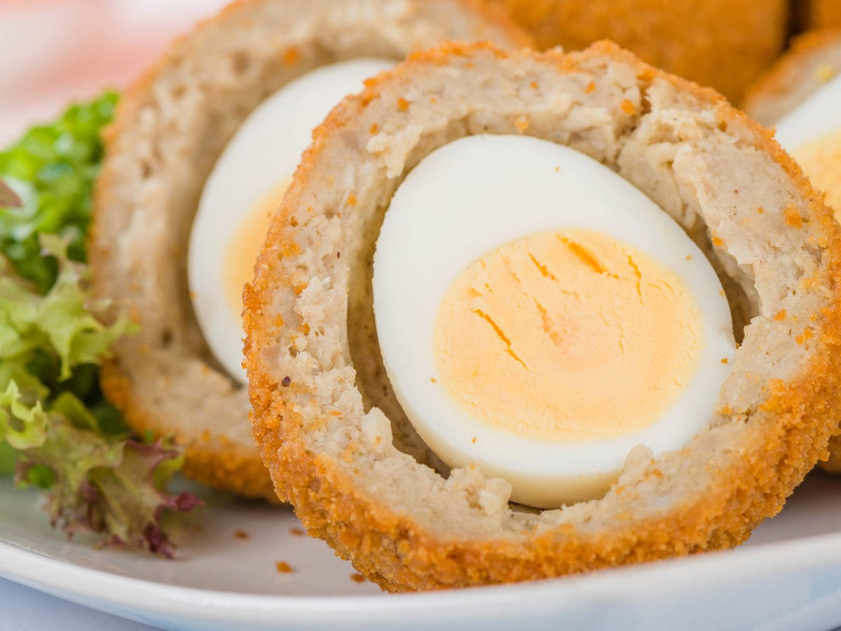 Scotch Egg With Fully Cooked Egg Yolk Background