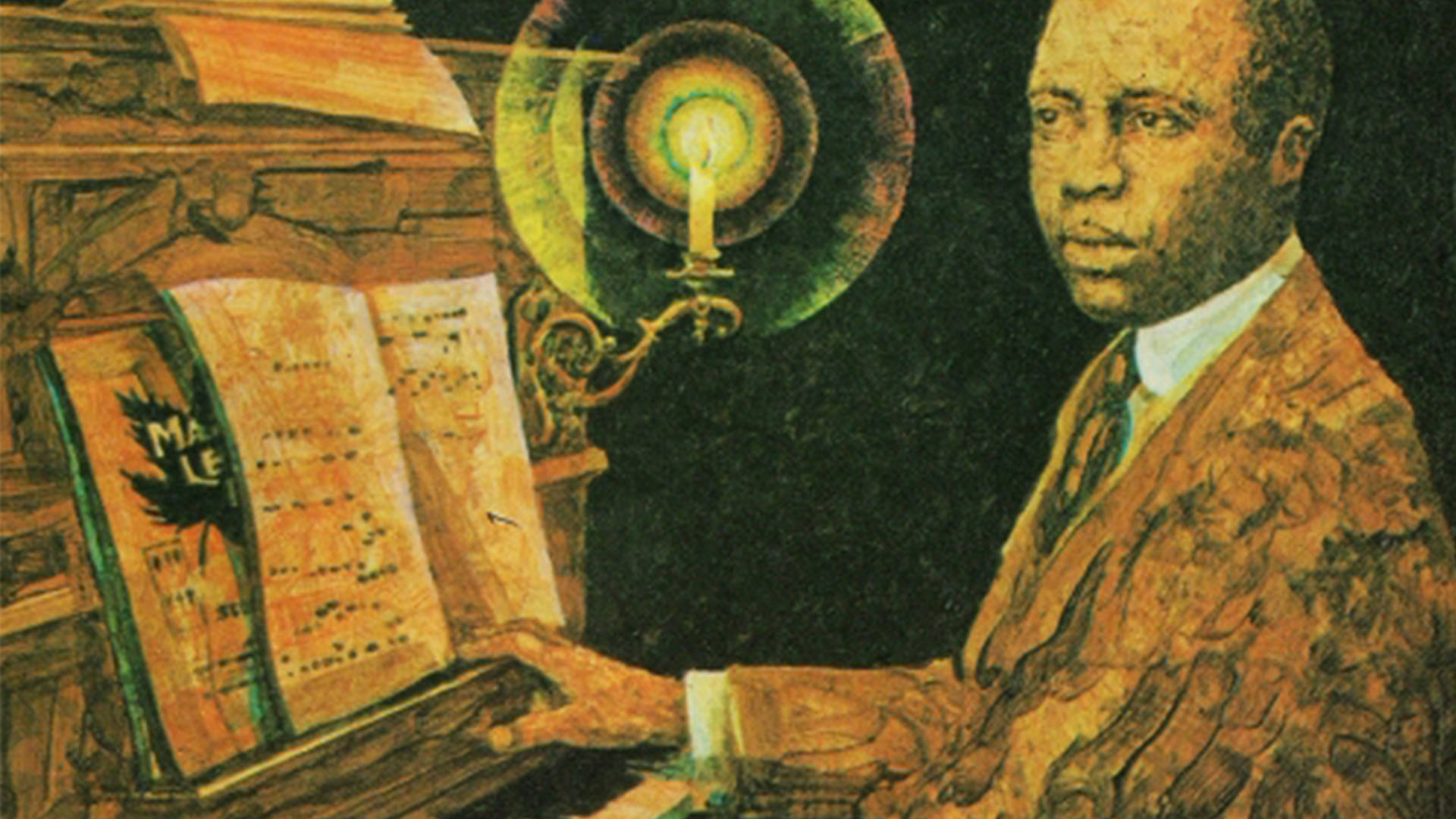 Scott Joplin Playing Piano Painting