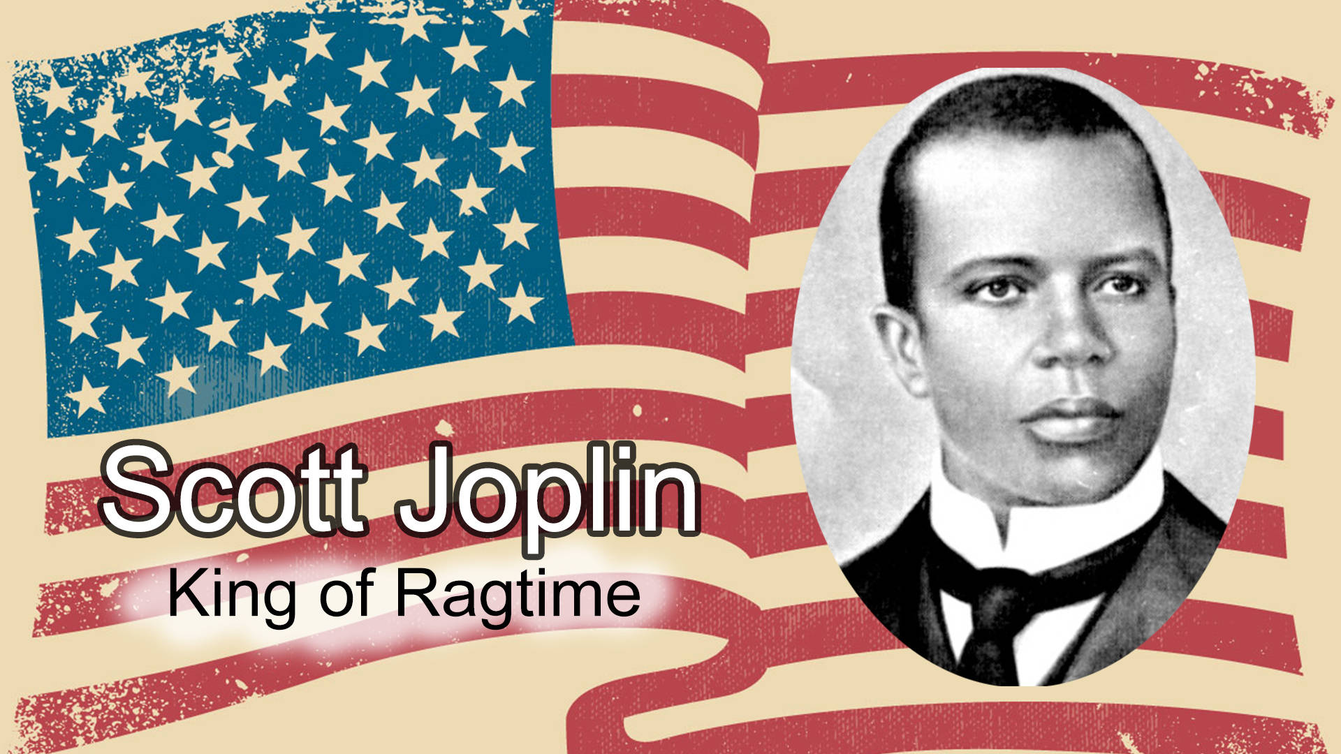 Scott Joplin Portrait Against American Flag