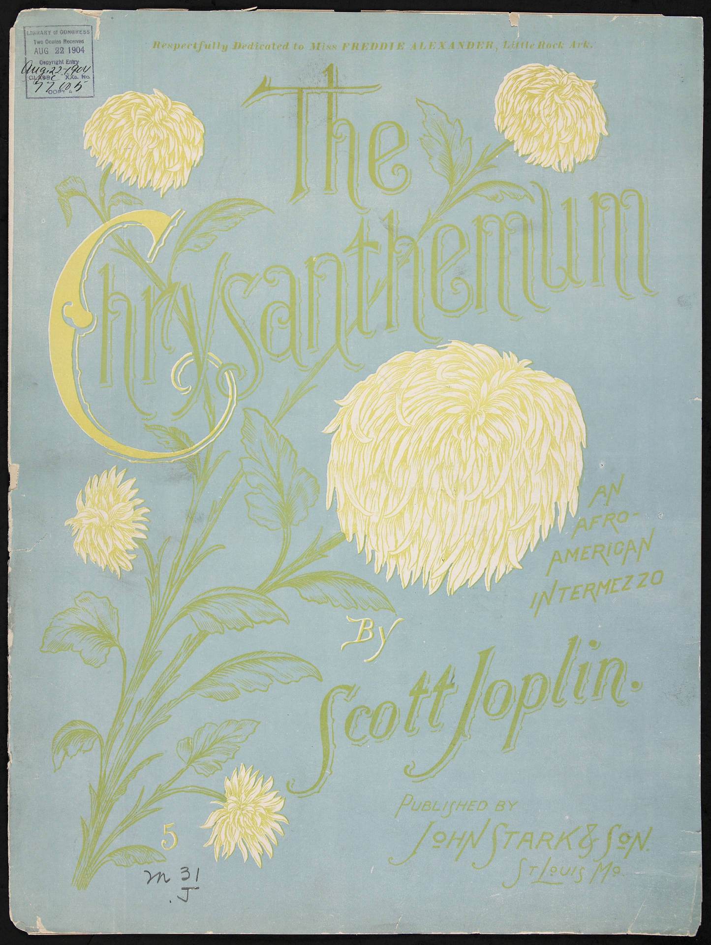 Scott Joplin The Chrysanthemum Rag Faded Front Cover Background