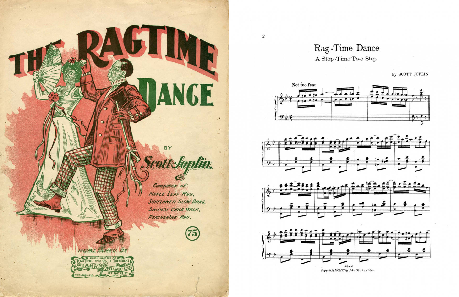 Scott Joplin The Ragtime Dance Music Sheet Background