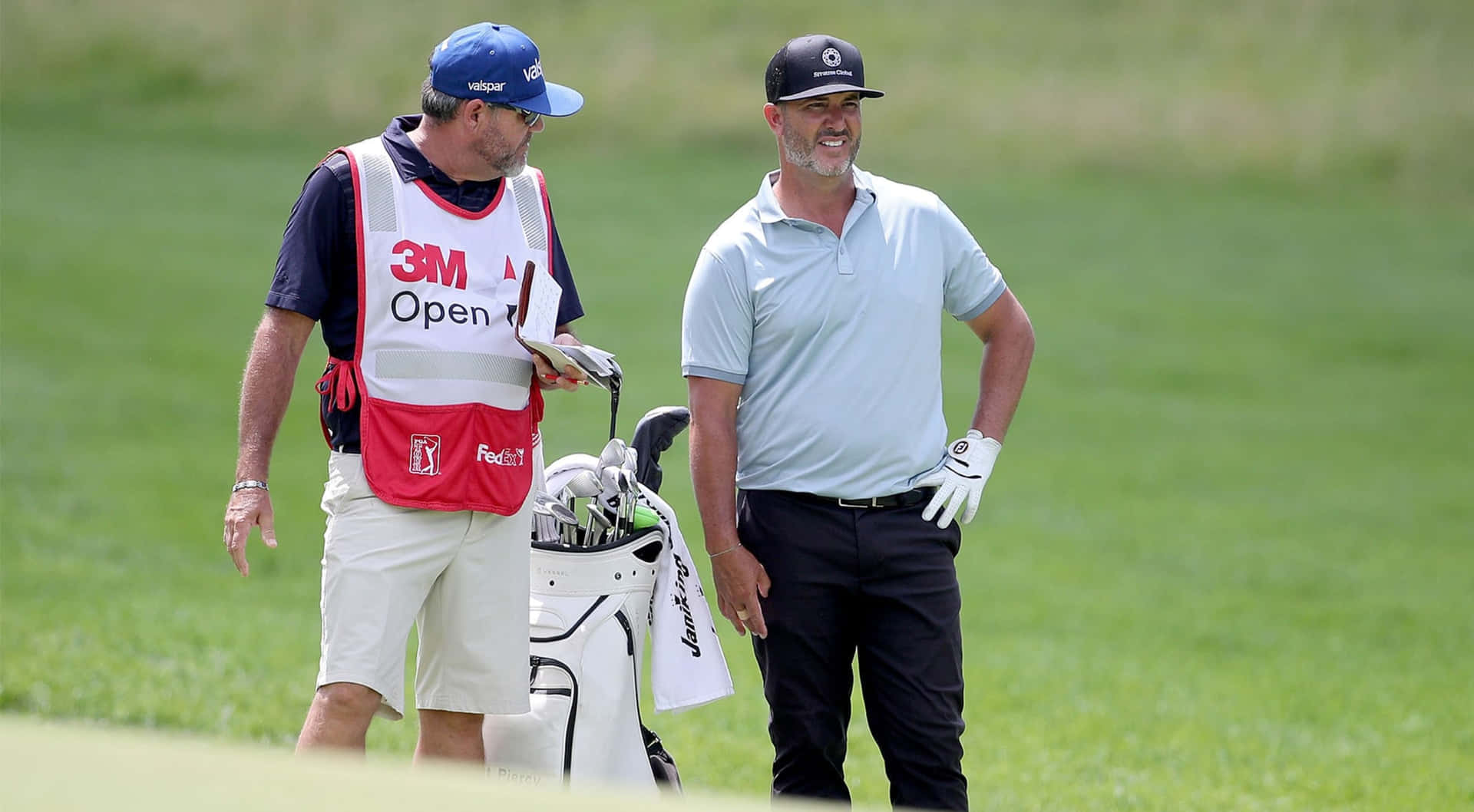 Scott Piercy And Caddie Standing Background