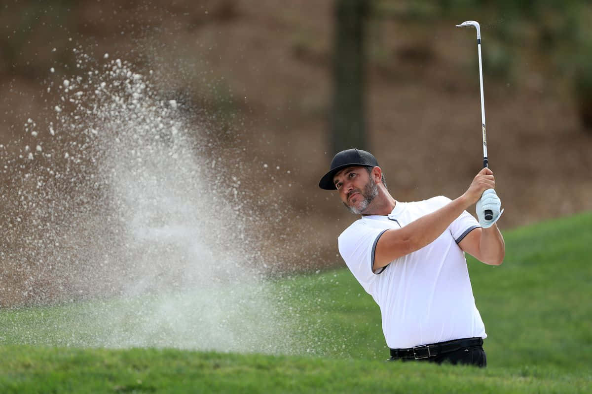 Scott Piercy Holding Golf Club Tightly Background