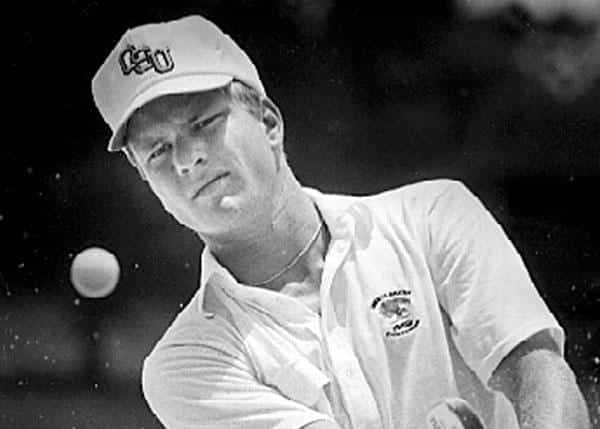 Scott Verplank Demonstrating A Perfect Golf Swing. Background