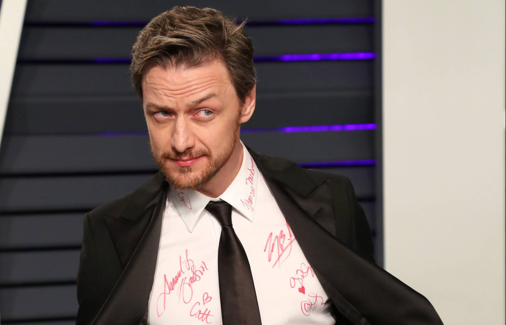 Scottish Actor James Mcavoy And His Oscar Signature Shirt Background