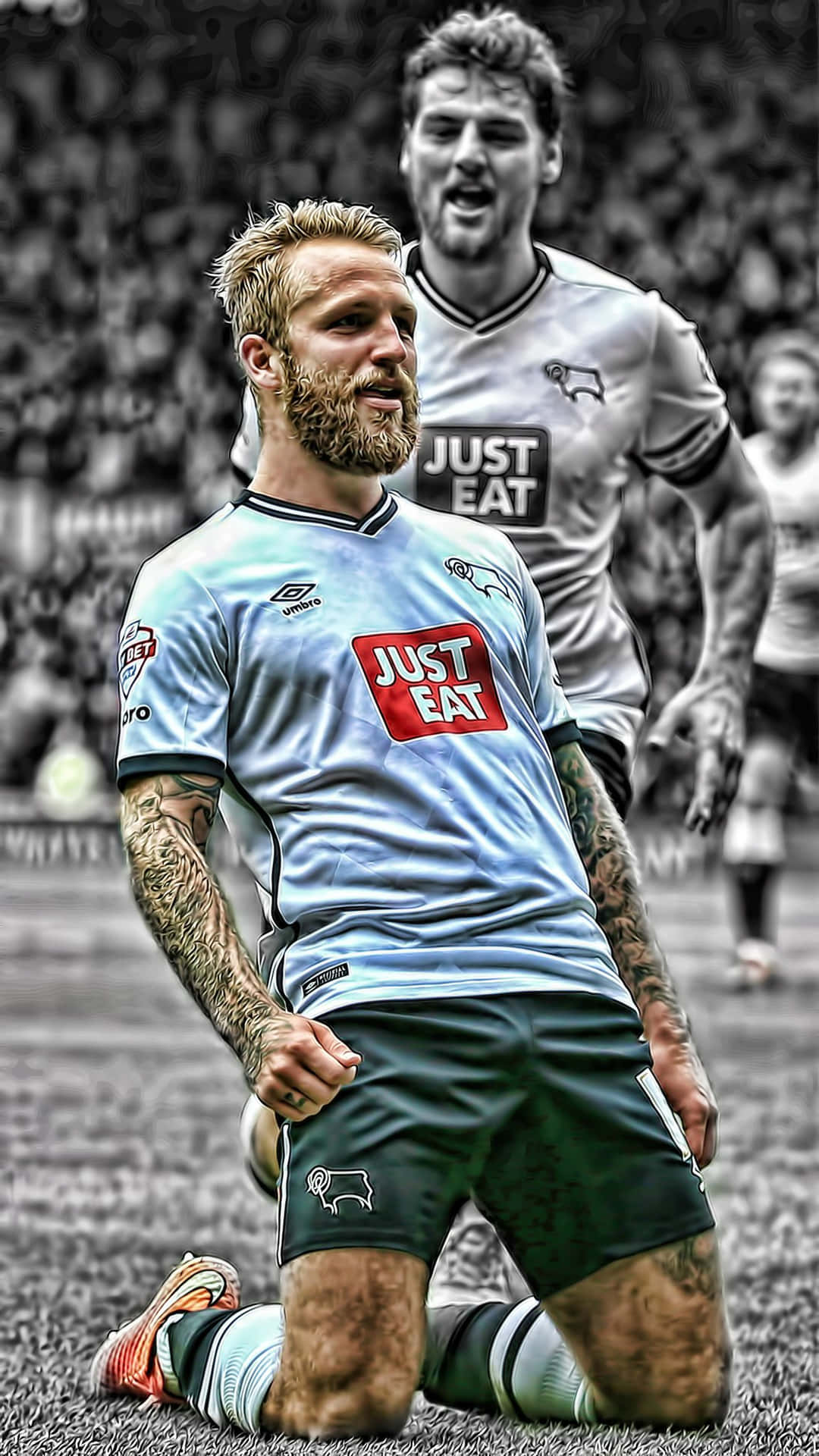 Scottish Footballer Johnny Russell And Chris Martin In Action Background