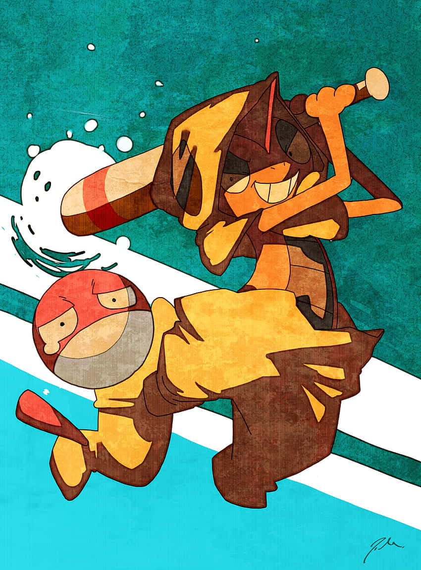 Scrafty Playing Baseball