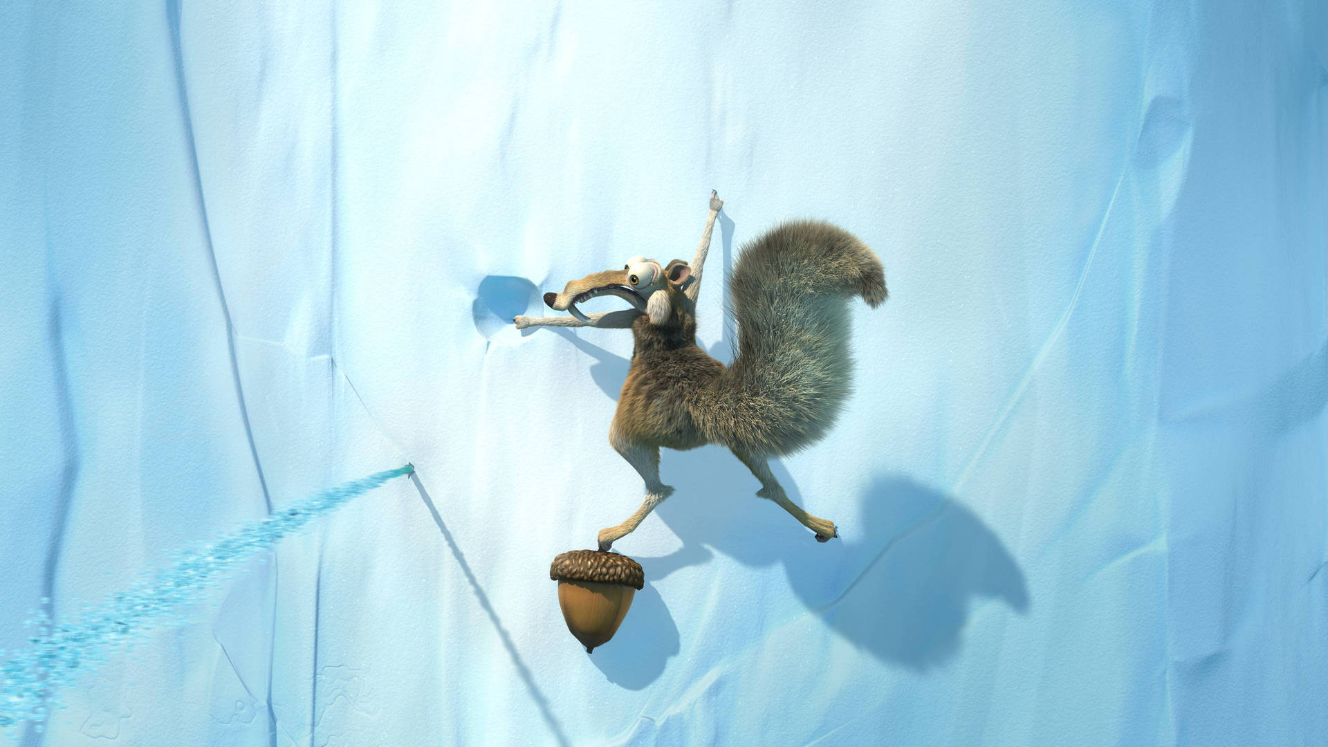 Scrat Scaling An Icy Wall In Ice Age Background