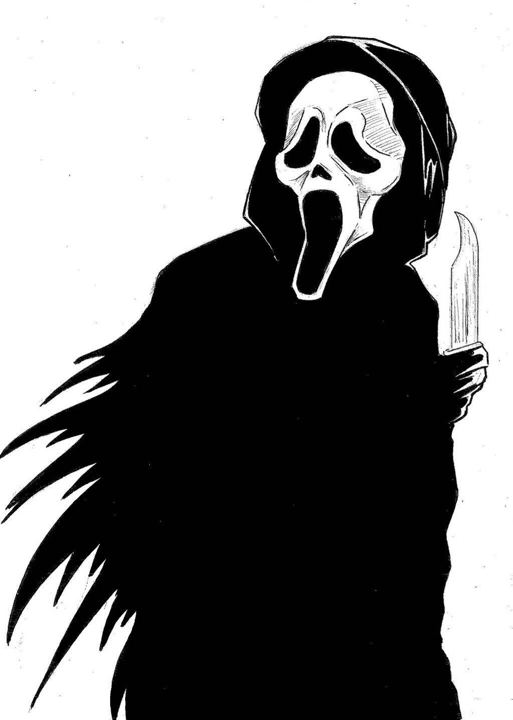 Scream Ghostface Pencil Sketch Background