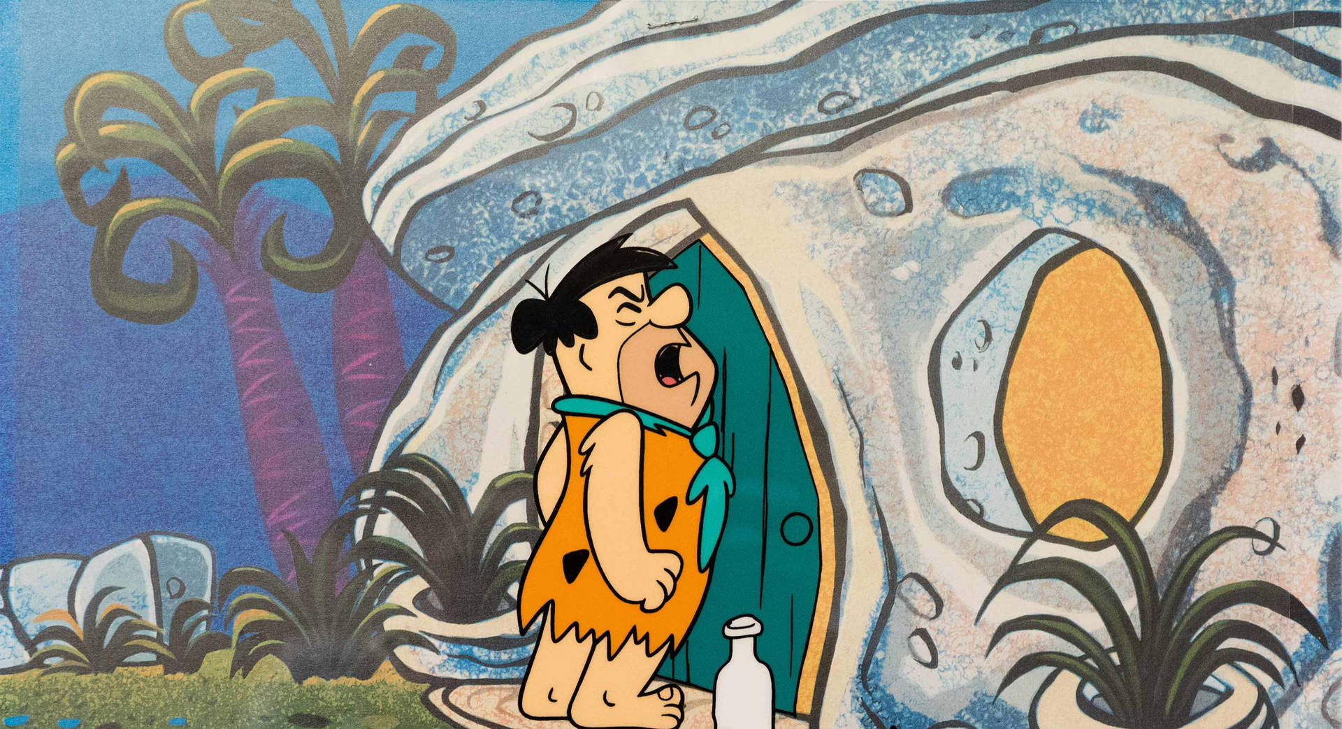 Screaming Fred Flintstone At Front Door Background