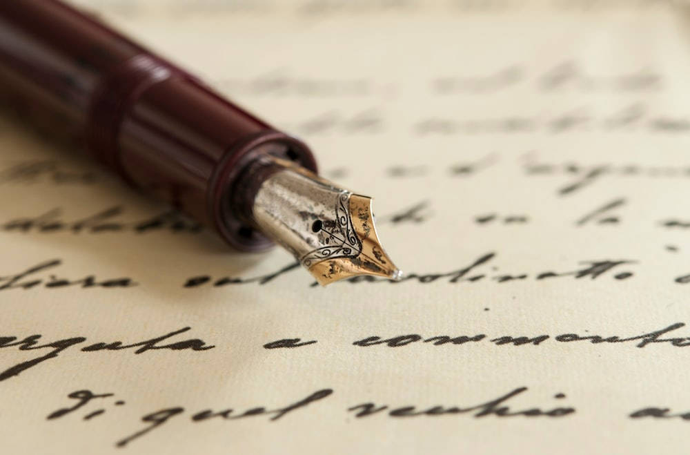 Script Written In Antique Fountain Pen Background