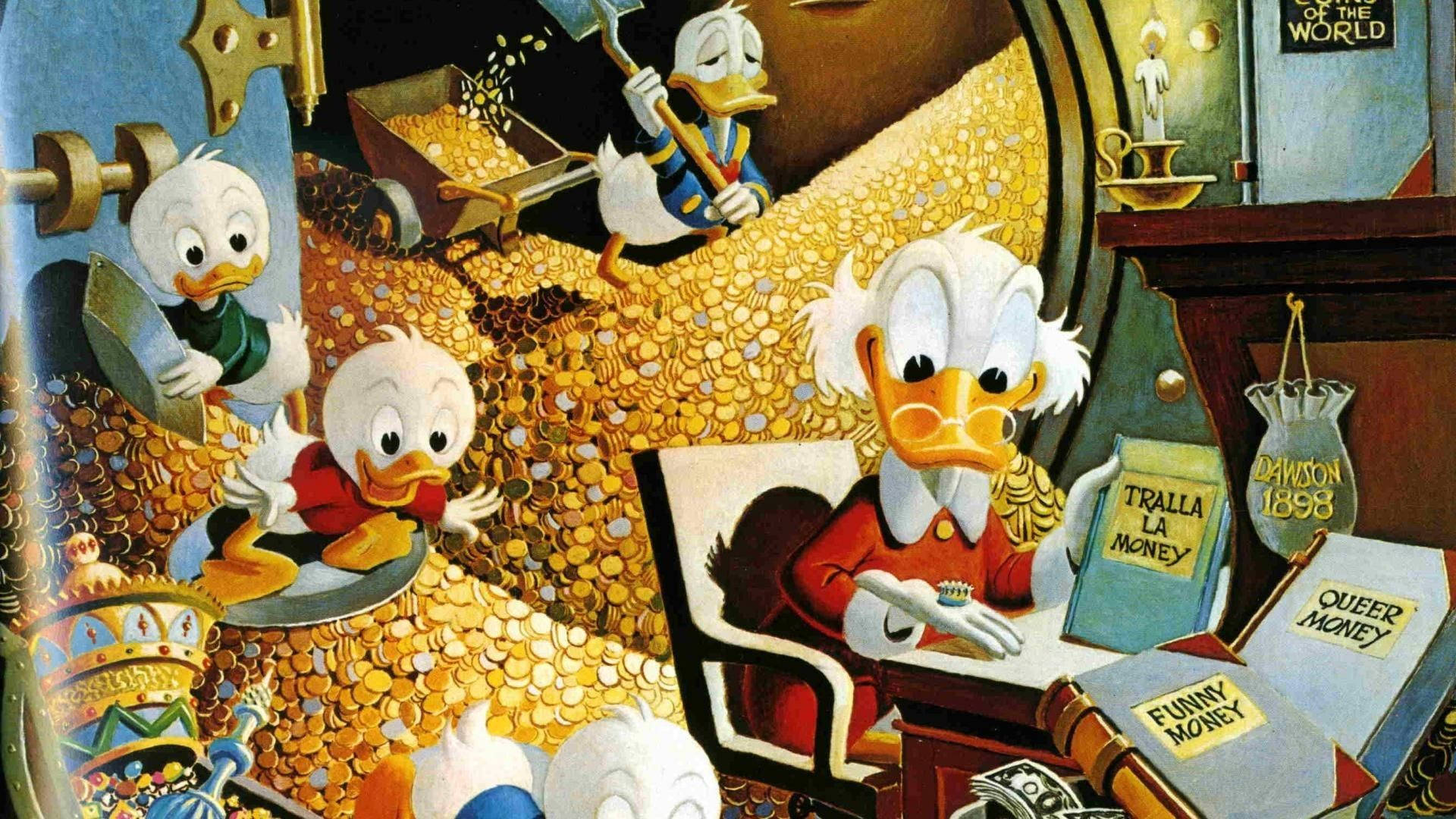 Scrooge Mcduck And Kids Treasure Background