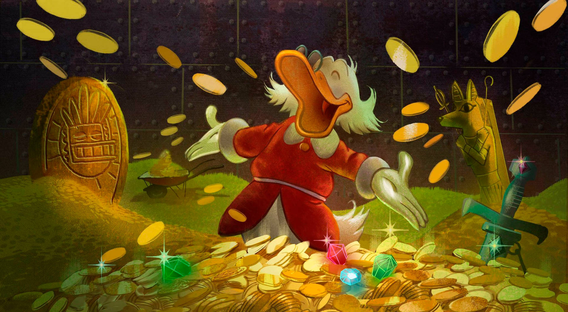 Scrooge Mcduck Bed Of Treasure