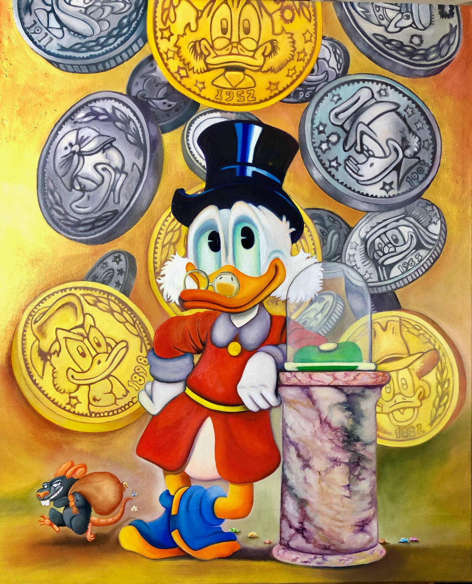 Scrooge Mcduck Diving Into A Sea Of Coins