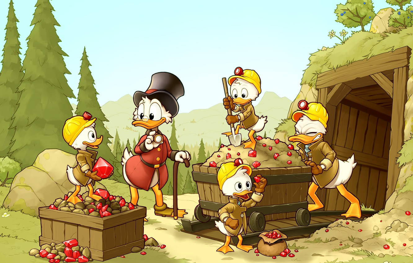 Scrooge Mcduck Donald Duck And Kids Background
