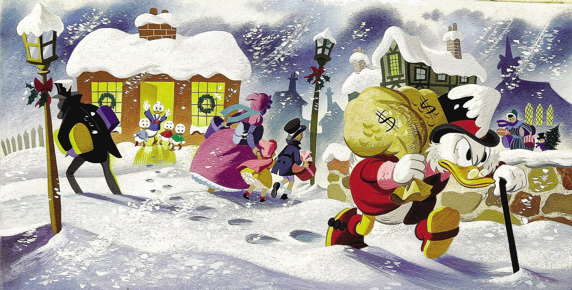 Scrooge Mcduck In Snow Background