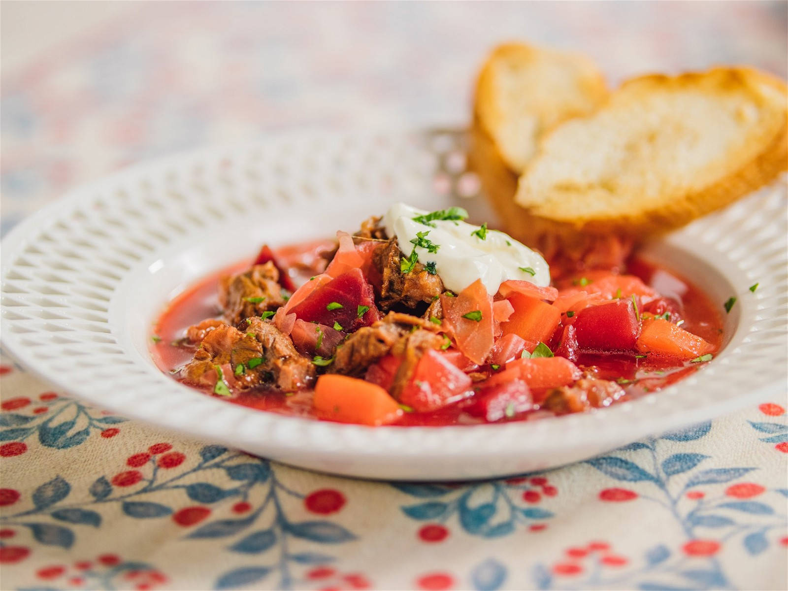 Scrumptious Tomato Borscht Soup Background