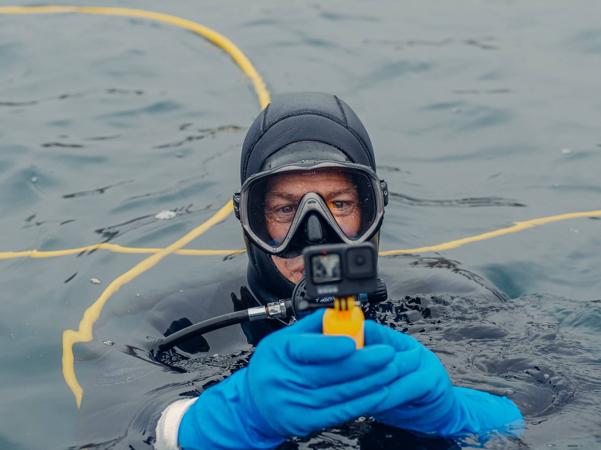 Scuba Diver With A Gopro Background