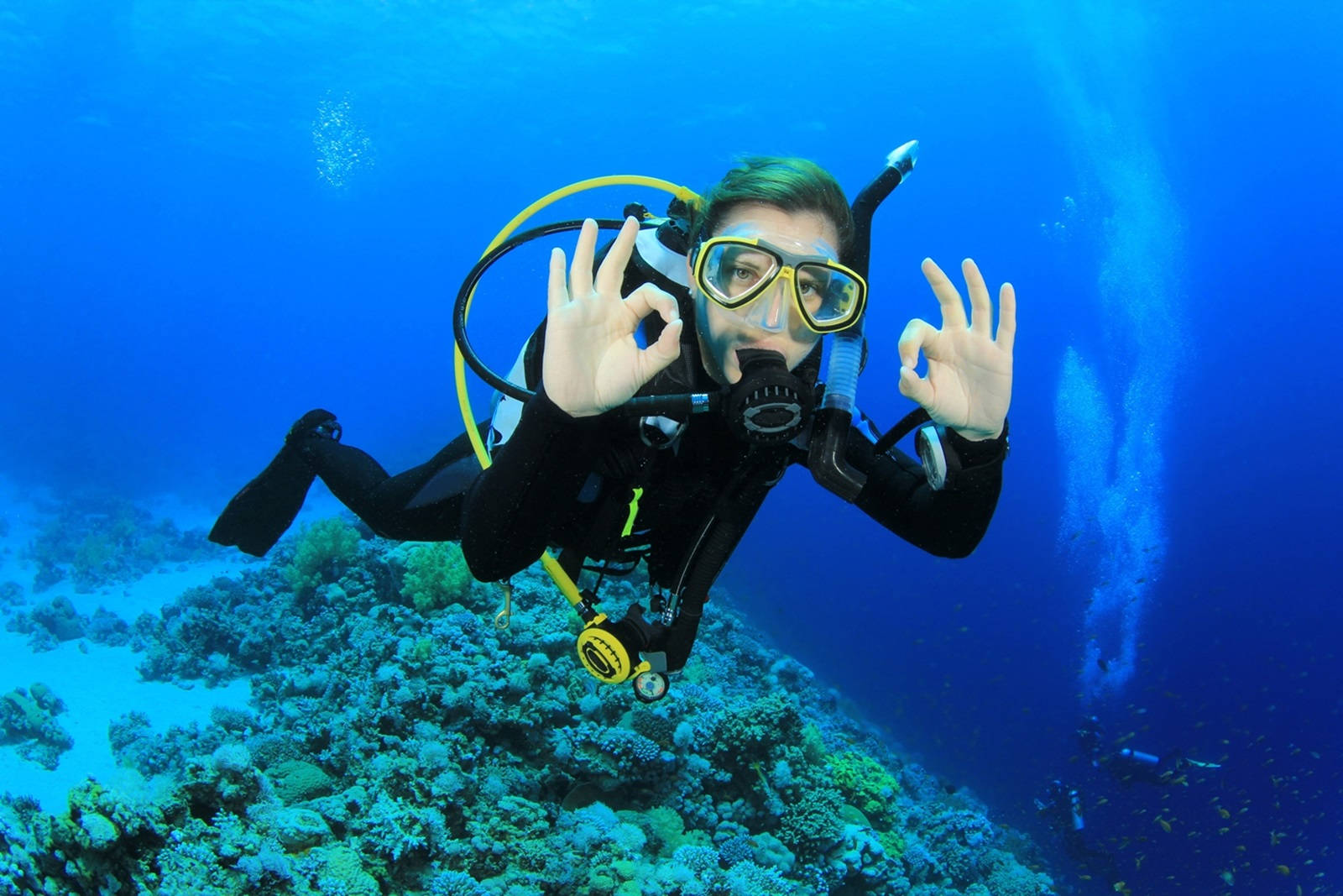 Scuba Diving Ok Hand Sign Background