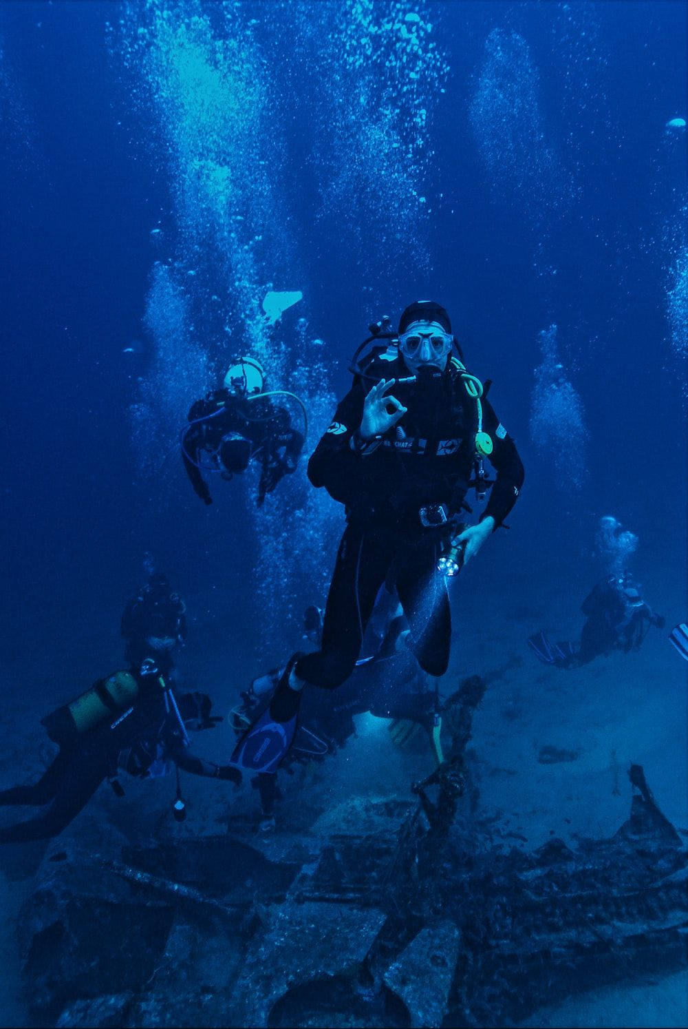 Scuba Diving Squad Ok Hand Sign Background