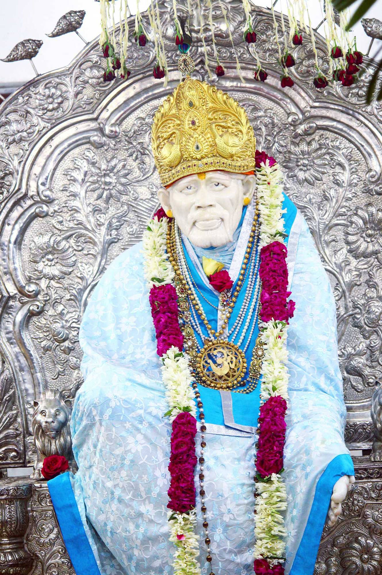 Sculpted Sacred Statue Sai Baba Phone Background