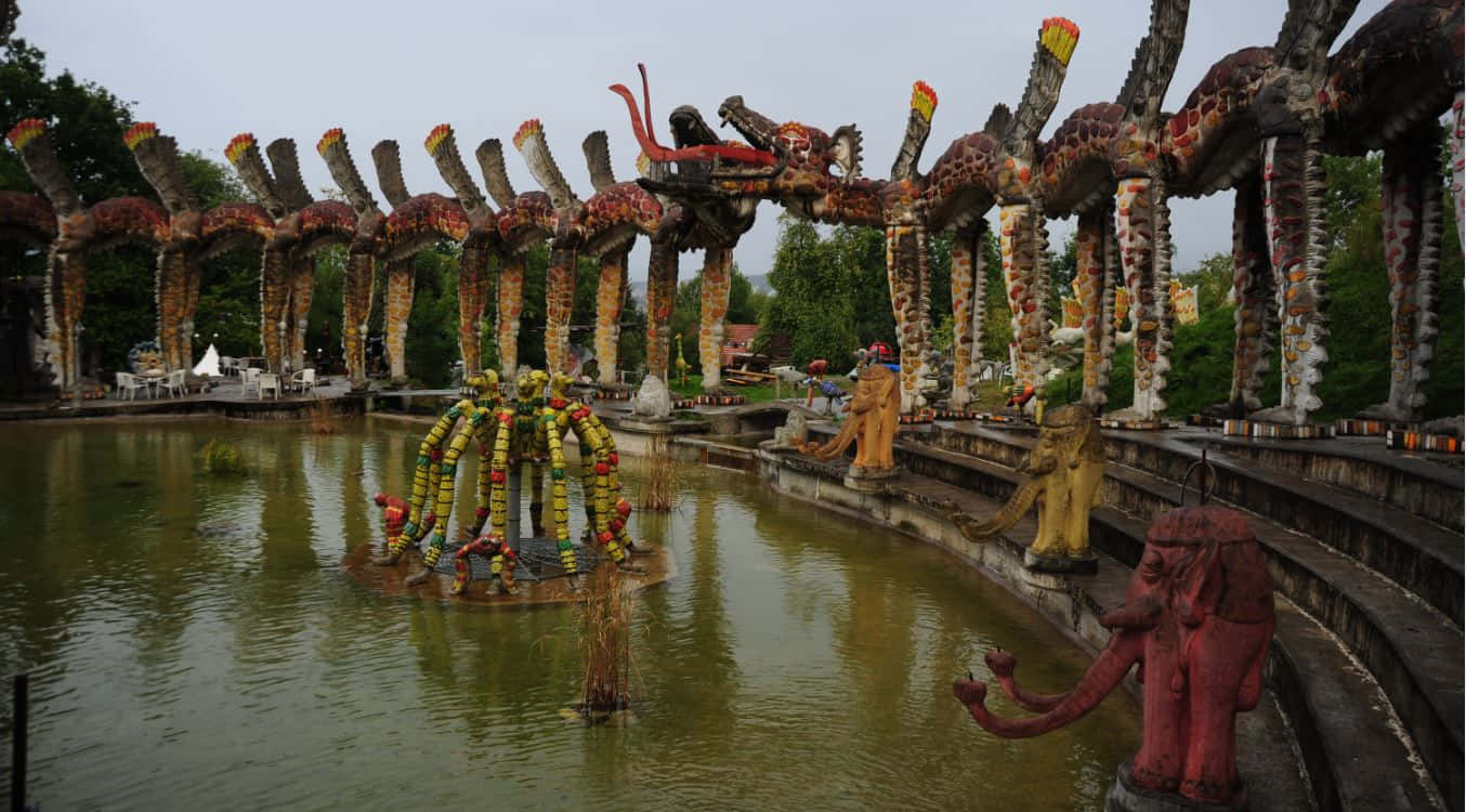 Sculptural Fantasy Water Garden Background