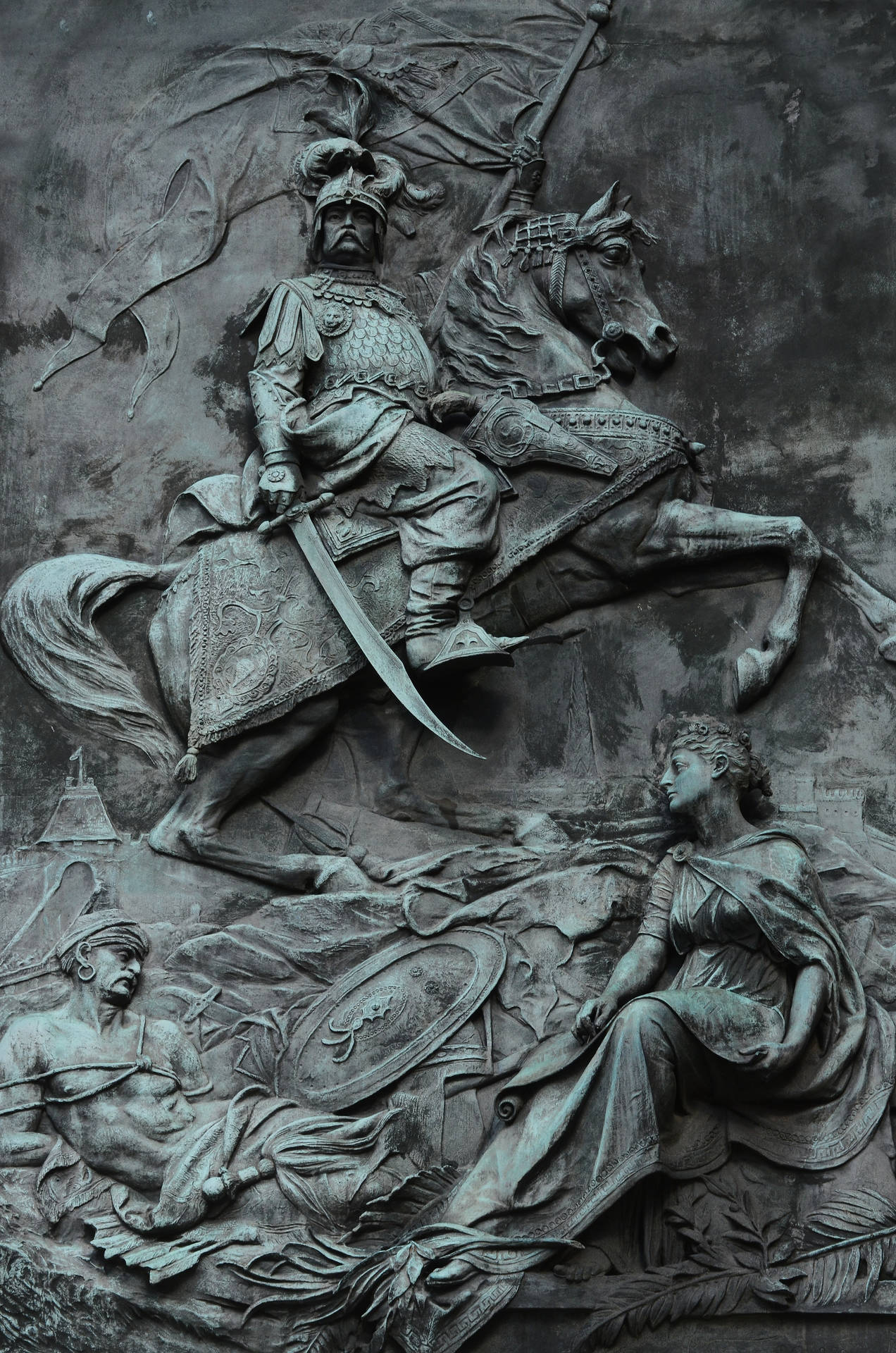 Sculpture Of A Warrior Background